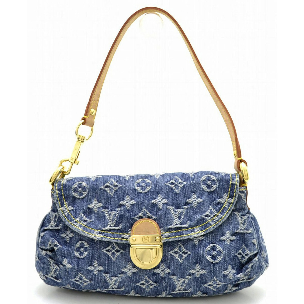 Louis Vuitton Monogram Denim Pleaty 2way Shoulder Bag One Semi Blue
